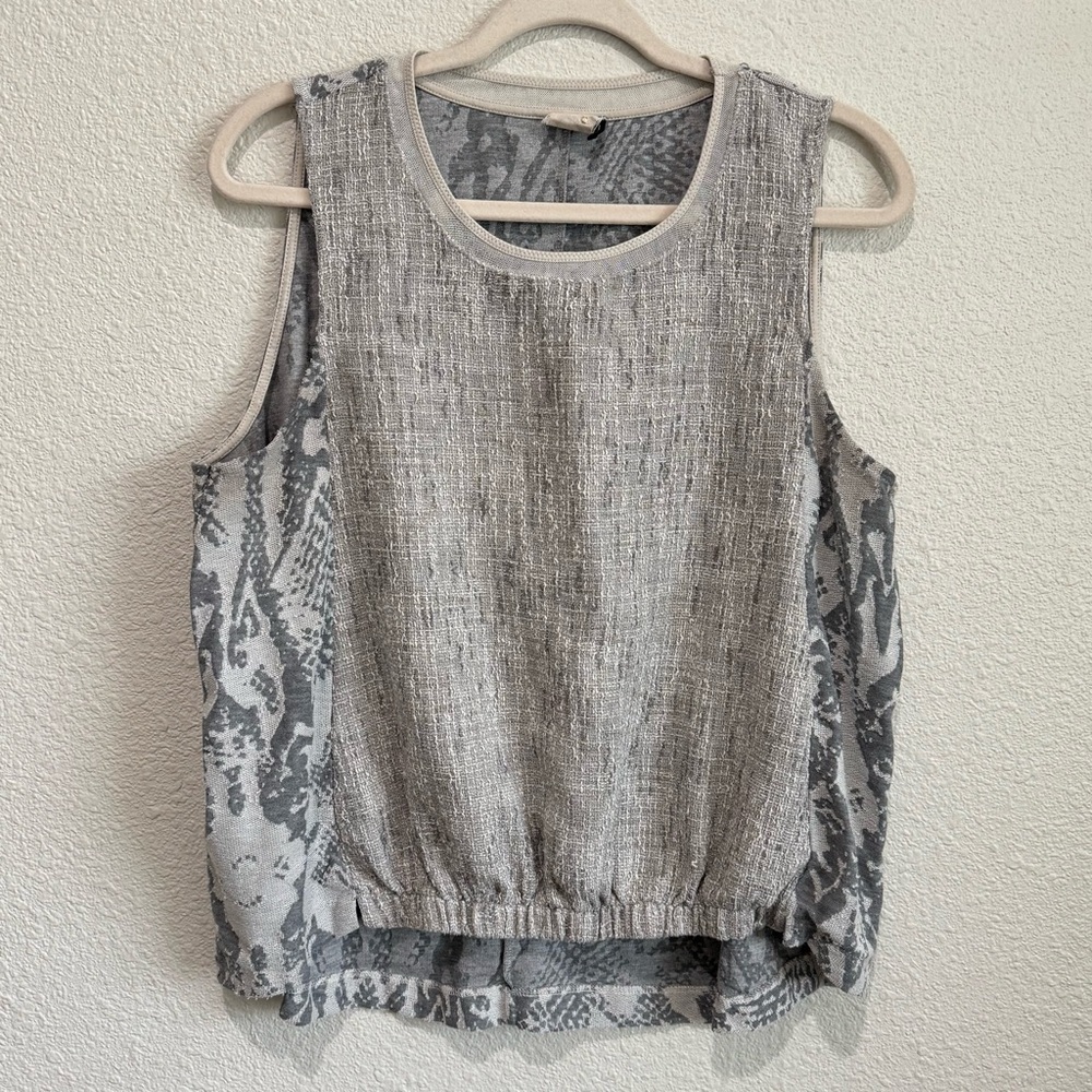Anthro Akemi + Kin Cotton Blend Tank Top L Grey Snakeskin Mixed Medi Boho Casual